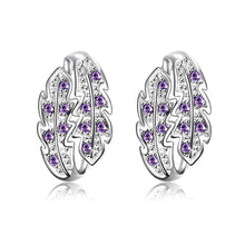 silver earrings willow leaf crystal stud brincos jewelry hbe32 J4U66