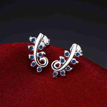 silver earrings willow leaf crystal stud brincos jewelry hbe32 J4U66