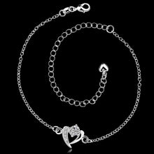 silver plated anklet heart whites bracelet leg margarida smta031 J4U66