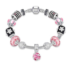 silver plated bracelet charms pink ball pulseira masculina oso pfdh037 J4U66