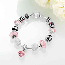 silver plated bracelet charms pink ball pulseira masculina oso pfdh037 J4U66