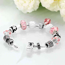 silver plated bracelet charms pink ball pulseira masculina oso pfdh037 J4U66