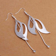 silver plated earring solid two piece pendientes men jewelry J4U66