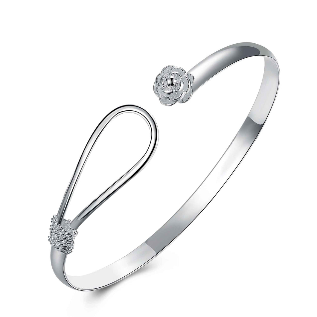 silver friendship bangle flower singlet buckle women pulseras smtb17 J4U66