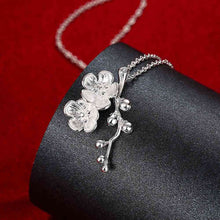 silver plated pendant necklace double flowers add beads collier accessories smtn745 J4U66