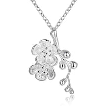 silver plated pendant necklace double flowers add beads collier accessories smtn745 J4U66