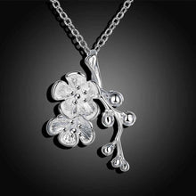 silver plated pendant necklace double flowers add beads collier accessories smtn745 J4U66
