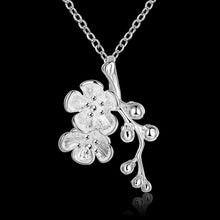 silver plated pendant necklace double flowers add beads collier accessories smtn745 J4U66