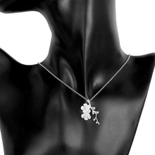 silver plated pendant necklace double flowers add beads collier accessories smtn745 J4U66