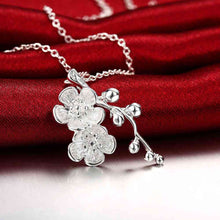 silver plated pendant necklace double flowers add beads collier accessories smtn745 J4U66