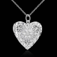 silver plated pendant necklace heart shaped frame collares mujer cp15 J4U66
