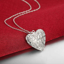 silver plated pendant necklace heart shaped frame collares mujer cp15 J4U66