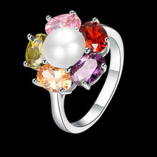 18k real gold plated ring colored flowers anillos fine jewelry skgr412 J4U66