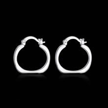 silver earings jewelry flat square round hoop brinco sport smte123 J4U66