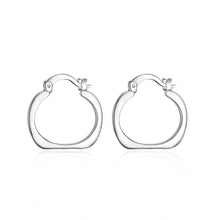 silver earings jewelry flat square round hoop brinco sport smte123 J4U66