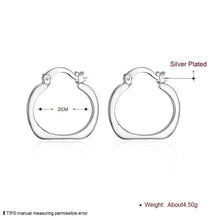 silver earings jewelry flat square round hoop brinco sport smte123 J4U66