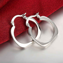 silver earings jewelry flat square round hoop brinco sport smte123 J4U66