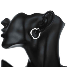 silver earings jewelry flat square round hoop brinco sport smte123 J4U66