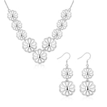 silver jewelry set flower necklace earrings bracelet sets for women joias hbs03 J4U66
