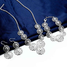 silver jewelry set flower necklace earrings bracelet sets for women joias hbs03 J4U66