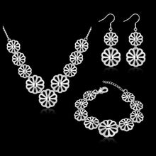 silver jewelry set flower necklace earrings bracelet sets for women joias hbs03 J4U66