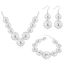 silver jewelry set flower necklace earrings bracelet sets for women joias hbs03 J4U66