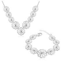 silver jewelry set flower necklace earrings bracelet sets for women joias hbs03 J4U66