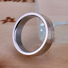 silver plated engagement ring gold stripes aneis summer jewelry smtr0 J4U66