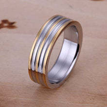 silver plated engagement ring gold stripes aneis summer jewelry smtr0 J4U66