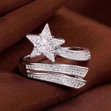 silver plated wedding ring white star anillos joias smtr437 J4U66