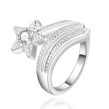 silver plated wedding ring white star anillos joias smtr437 J4U66