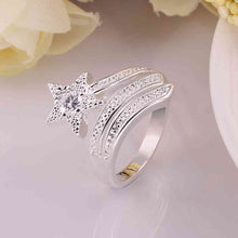 silver plated wedding ring white star anillos joias smtr437 J4U66
