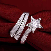 silver plated wedding ring white star anillos joias smtr437 J4U66