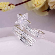 silver plated wedding ring white star anillos joias smtr437 J4U66