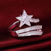 silver plated wedding ring white star anillos joias smtr437 J4U66