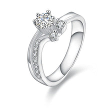 silver wedding ring white stone on heart anel masculinohbr012 J4U66
