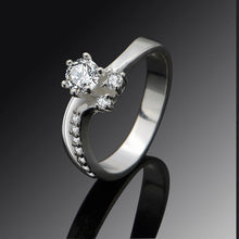 silver wedding ring white stone on heart anel masculinohbr012 J4U66