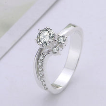 silver wedding ring white stone on heart anel masculinohbr012 J4U66