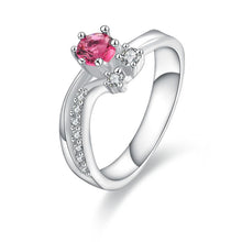 silver wedding ring white stone on heart anel masculinohbr012 J4U66