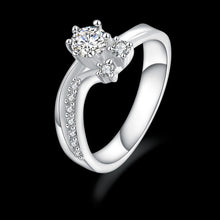 silver wedding ring white stone on heart anel masculinohbr012 J4U66
