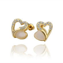 18k gold plating earing double core stud earcuff bijoux women hbe044 J4U66