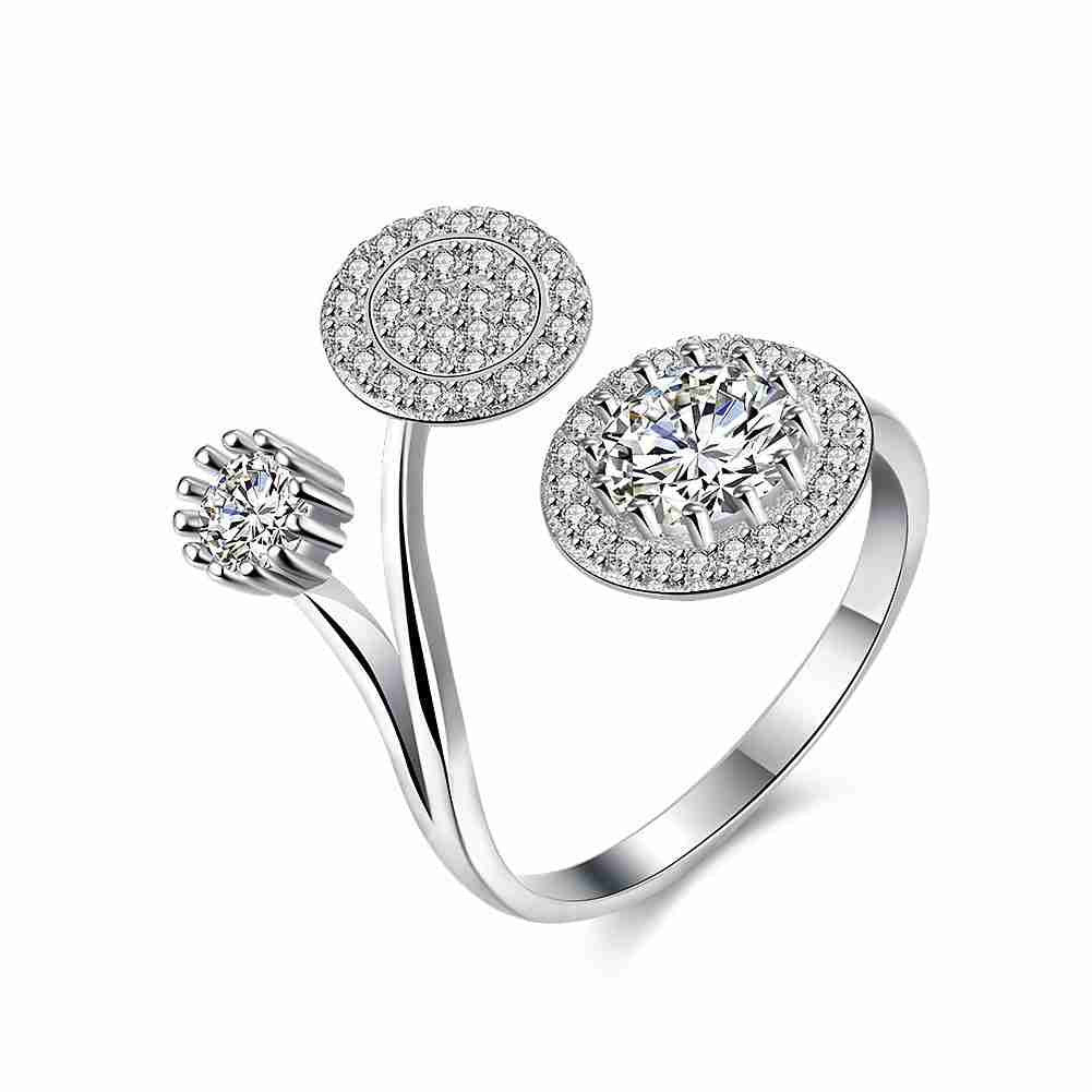 silver wedding rings three mushrooms bague femme elegant hbr2 J4U66