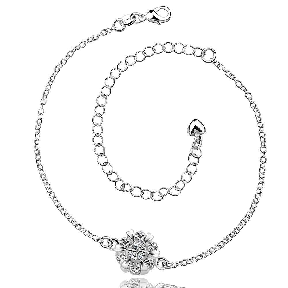 silver plated anklet clo zuan foot chain bijoux smta032 J4U66