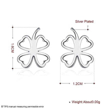 silver plated earrings for women four leaf clover stud cuff floating charms J4U66