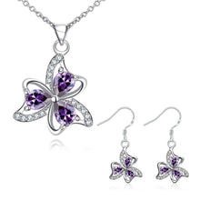 silver plated jewelry sets blossom necklace earring costume jewellery J4U66