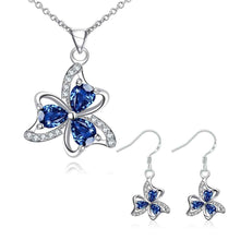 silver plated jewelry sets blossom necklace earring costume jewellery J4U66