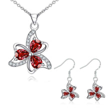 silver plated jewelry sets blossom necklace earring costume jewellery J4U66