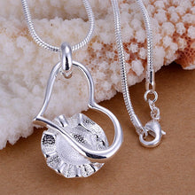 silver plated pendants rose heart colar feminino costume jewellery J4U66