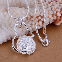 silver plated pendants rose heart colar feminino costume jewellery J4U66