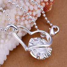 silver plated pendants rose heart colar feminino costume jewellery J4U66
